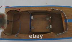 Vintage Wooden Model Motor Boat With Motor Untested Made In Japan