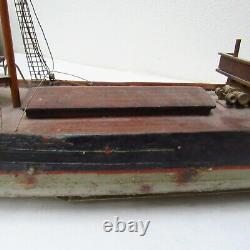 Vintage Wooden Model Steam Ship Boat Trawler 31 Long Damaged