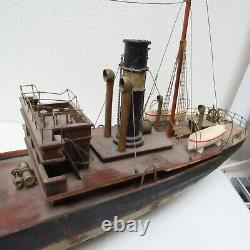 Vintage Wooden Model Steam Ship Boat Trawler 31 Long Damaged