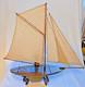 Vintage Wooden Pond Yacht Sailboat Model 20 Hull Brass Rigging Cotten Sails