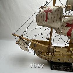 Vintage Wooden Sailboat SANTA MARIA 1492 Ship Model Wood Sailing Boat Large