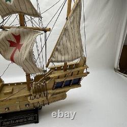 Vintage Wooden Sailboat SANTA MARIA 1492 Ship Model Wood Sailing Boat Large
