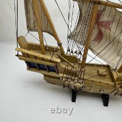 Vintage Wooden Sailboat SANTA MARIA 1492 Ship Model Wood Sailing Boat Large