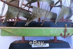 Vintage Wooden Sailing Whaling Ship Clipper 1846 Boat Model Wood (sh1125)