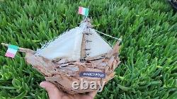 Vintage driftwood boat, wood sailing ship, sailor decor, WOODEN BOAT MODEL