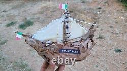 Vintage driftwood boat, wood sailing ship, sailor decor, WOODEN BOAT MODEL