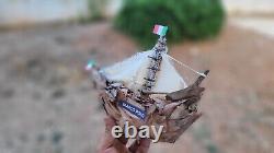 Vintage driftwood boat, wood sailing ship, sailor decor, WOODEN BOAT MODEL