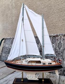 Vintage handmade collectible sailing yacht model. Rare sailing boat, ship