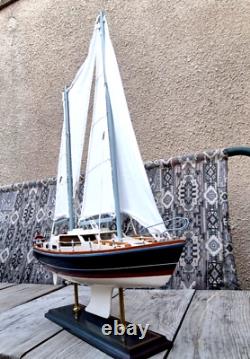 Vintage handmade collectible sailing yacht model. Rare sailing boat, ship