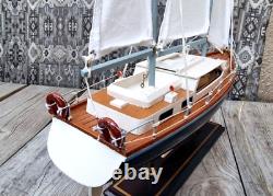 Vintage handmade collectible sailing yacht model. Rare sailing boat, ship