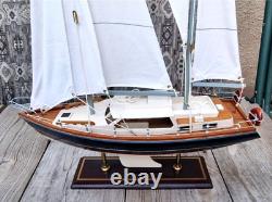 Vintage handmade collectible sailing yacht model. Rare sailing boat, ship