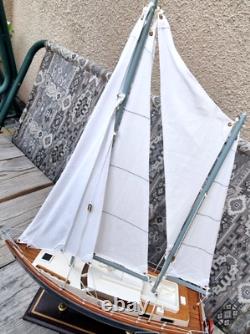 Vintage handmade collectible sailing yacht model. Rare sailing boat, ship