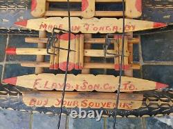 Vintage mid century Tonga souvenir wood catamaran boat model + balance boaters