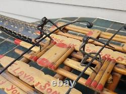Vintage mid century Tonga souvenir wood catamaran boat model + balance boaters
