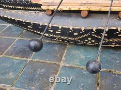 Vintage mid century Tonga souvenir wood catamaran boat model + balance boaters