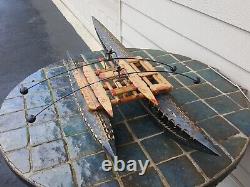 Vintage mid century Tonga souvenir wood catamaran boat model + balance boaters