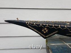 Vintage mid century Tonga souvenir wood catamaran boat model + balance boaters