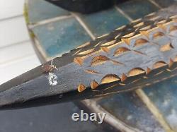 Vintage mid century Tonga souvenir wood catamaran boat model + balance boaters