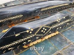 Vintage mid century Tonga souvenir wood catamaran boat model + balance boaters