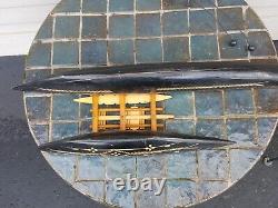Vintage mid century Tonga souvenir wood catamaran boat model + balance boaters