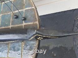 Vintage mid century Tonga souvenir wood catamaran boat model + balance boaters