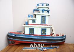 Vintage model boat Wood Ship folk art fishing Lobster yacht 32 antique old