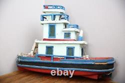 Vintage model boat Wood Ship folk art fishing Lobster yacht 32 antique old