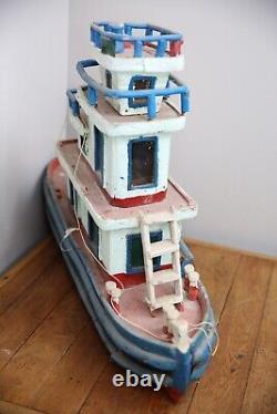 Vintage model boat Wood Ship folk art fishing Lobster yacht 32 antique old