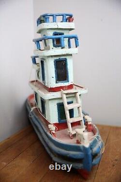 Vintage model boat Wood Ship folk art fishing Lobster yacht 32 antique old