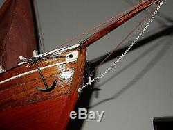 Vintage wood model of boat 60cm long the name Neils Joel H. 137 sweden flag