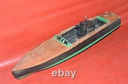 Vtg 1920s SEAWORTHY BOATS Wooden Toy Model 73 Wind Up Flying Yankee 26 Pond