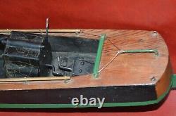 Vtg 1920s SEAWORTHY BOATS Wooden Toy Model 73 Wind Up Flying Yankee 26 Pond