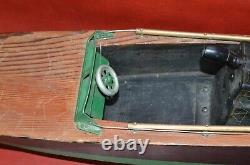 Vtg 1920s SEAWORTHY BOATS Wooden Toy Model 73 Wind Up Flying Yankee 26 Pond