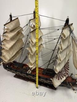 Vtg 32 Fragata Espanola Ano 1780 Spanish Naval War Ship Sail Boat Model Wood