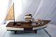 Vtg Ooak Handcrafted Wooden Model Boat 23 Lobster Fishing W Sail & Stand