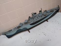 Vtg US Navy Missouri Flagship 1945 Battery Power 32 Wood Model Boat WW2 RC Toy
