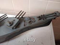 Vtg US Navy Missouri Flagship 1945 Battery Power 32 Wood Model Boat WW2 RC Toy
