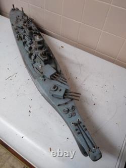 Vtg US Navy Missouri Flagship 1945 Battery Power 32 Wood Model Boat WW2 RC Toy