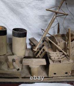 Vtg WWII USS New Orleans Cruiser FOLK ART Toy WOOD BOAT Handmade Model Warship