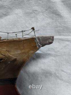 Vtg WWII USS New Orleans Cruiser FOLK ART Toy WOOD BOAT Handmade Model Warship