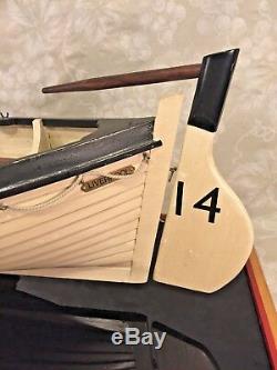 Vtg Wood Model of Titanic Life Boat #14 on Stand Oars, Mast, Sails, Supplies