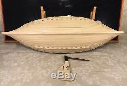 Vtg Wood Model of Titanic Life Boat #14 on Stand Oars, Mast, Sails, Supplies