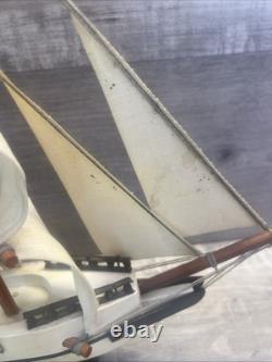 Whaling Clipper Ship 1846 Wooden Model Vintage Sail Boat Ship