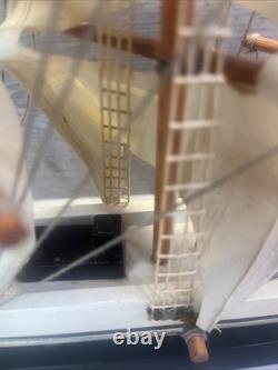 Whaling Clipper Ship 1846 Wooden Model Vintage Sail Boat Ship