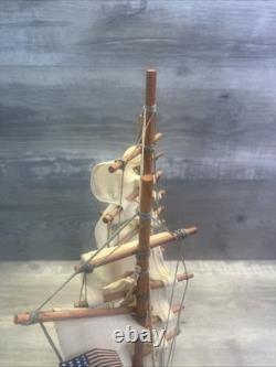 Whaling Clipper Ship 1846 Wooden Model Vintage Sail Boat Ship