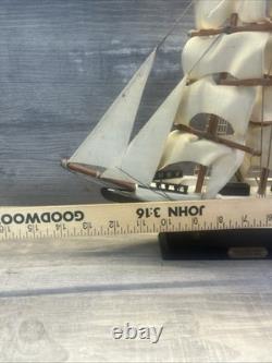Whaling Clipper Ship 1846 Wooden Model Vintage Sail Boat Ship