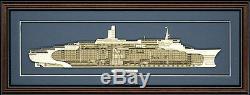 Wood Cutaway Model of Queen Elizabeth 2 Made in the USA