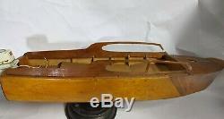 Wood Model Boat 1950's K&O Johnson Super Sea horse Outboard Motor 50 hp Electric