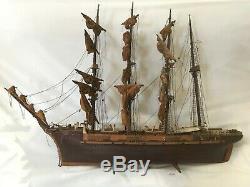 Wood Pirate's Caribbean Ship Model sail boat display USS Constitution vintage