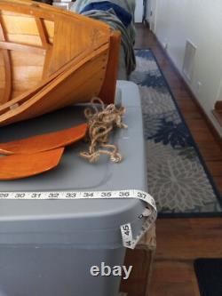 Wood ROW BOAT Skif Dory CANOE model rowboat skiff 39x15 1/2W×9 1/2-10H Nautica
